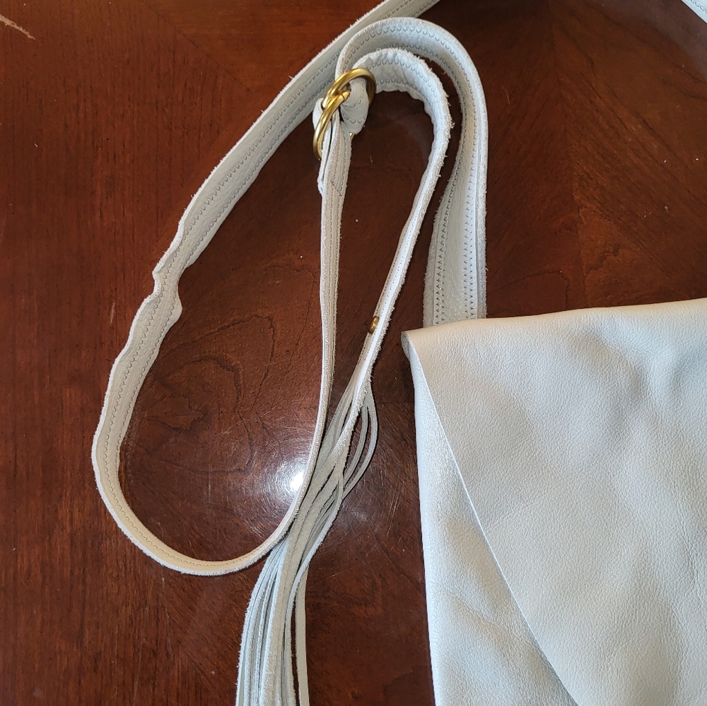Hobo Cream Suede Genuine Leather Crossbody Bag - Picture 3 of 12